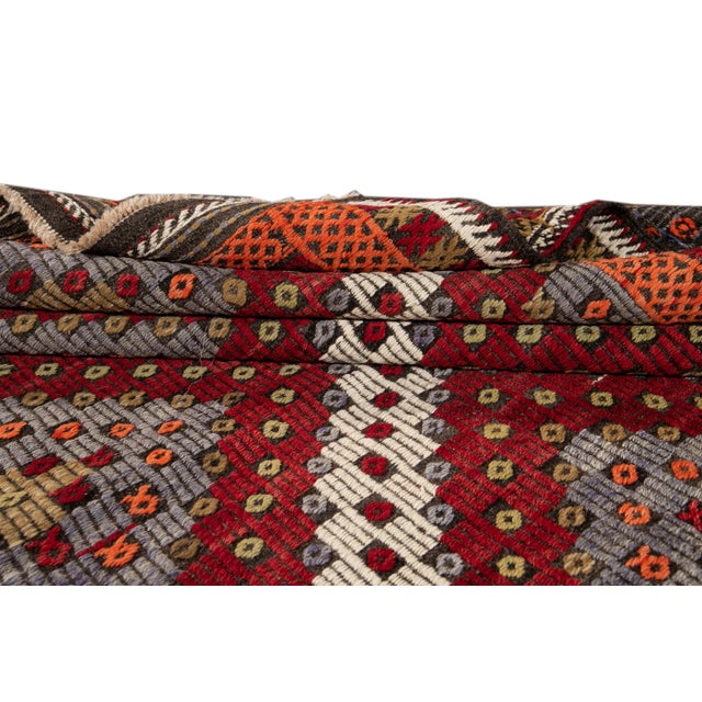 Mid 20th Century Vintage Soumak Wool Rug For Sale - Image 5 of 13