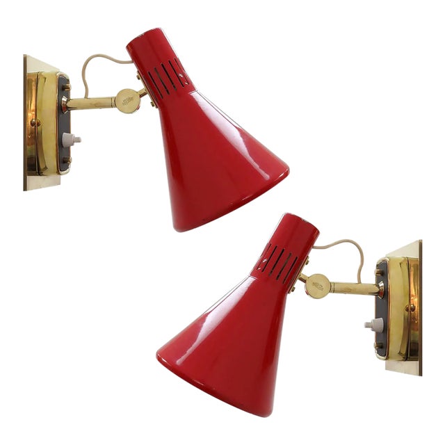 Pair of Italian Wall Lights Model 2085 by Stilnovo, 1950 For Sale
