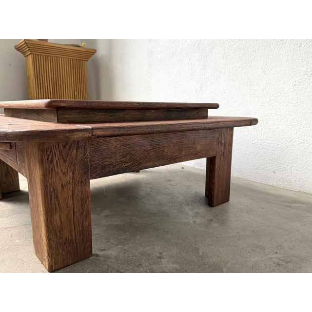 Brown Double-Tiered Oak Coffee Table, 1970s For Sale - Image 8 of 18