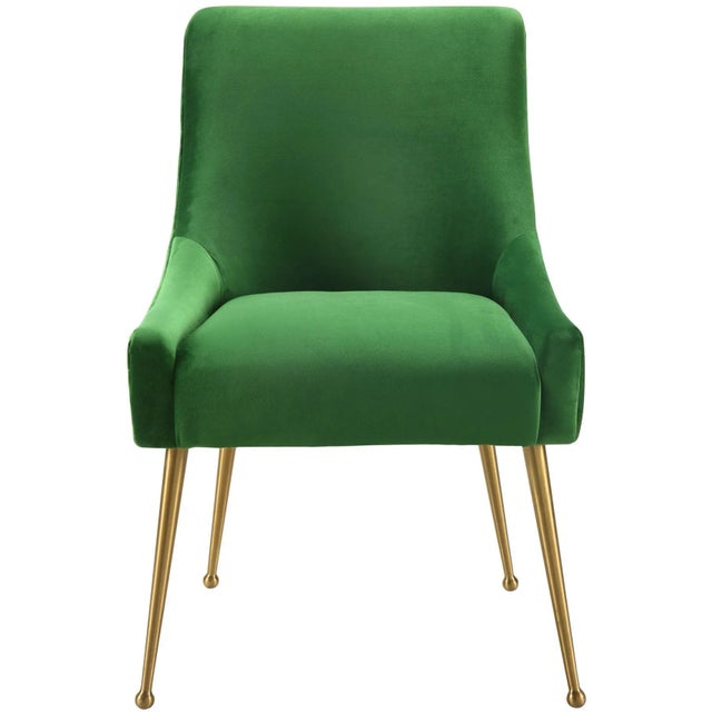 Transitional Beatrix Green Velvet Side Chair with Gold Legs For Sale - Image 3 of 9