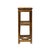 This tall, square display stand is crafted from wood with a weathered, honey-brown patina that highlights its rustic...
