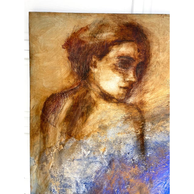 Contemporary Late 20th C. Original Signed Argentine Figurative Mixed Media Painting "Oceano" – Francisca Valenzuela For Sale - Image 3 of 12