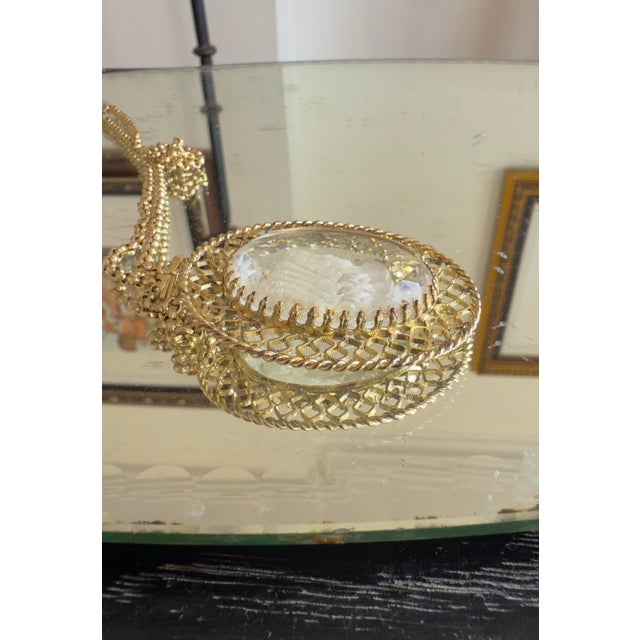 Victorian Vintage Whiting & Davis Intaglio Cameo Pendant Necklace For Sale - Image 3 of 11