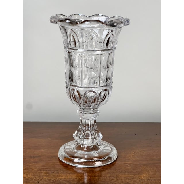 Antique Boston & Sandwich Glass Co. Gothic Arch Pressed Glass Celery Vase C. 1860–1880 For Sale - Image 4 of 9