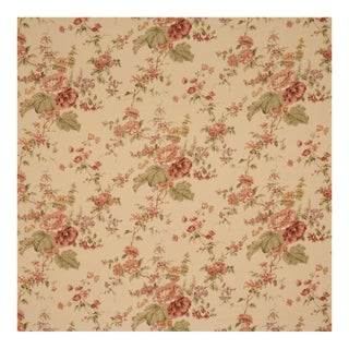 Schumacher Midsummer Hollyhock Fabric in Beige For Sale