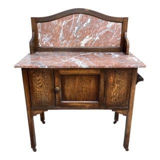 Antique English Washstand W/ Pink Marble For Sale