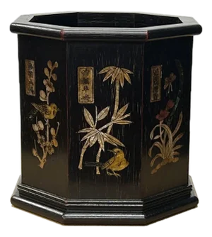 Chinese Dark Brown Natural Patina Mother of Pearl Brush Pen Holder Art