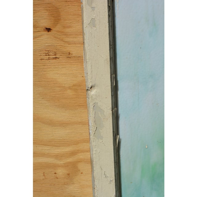 Vintage Large Green Blue & White Slag Glass 6 Pane Window Panel From Va Church For Sale - Image 12 of 18