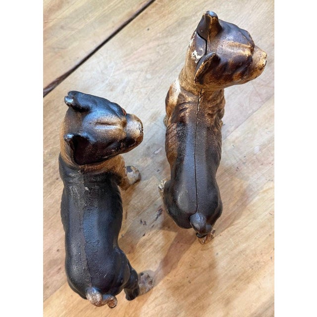 1920s Cast Ion Hubbly Boston Terriers Door Stops -Pair For Sale - Image 4 of 8