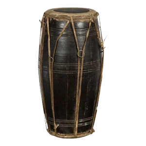 Mid 20th Century Thai Wood & Leather Klong Khaek Processional Drum with Distressed Appearance