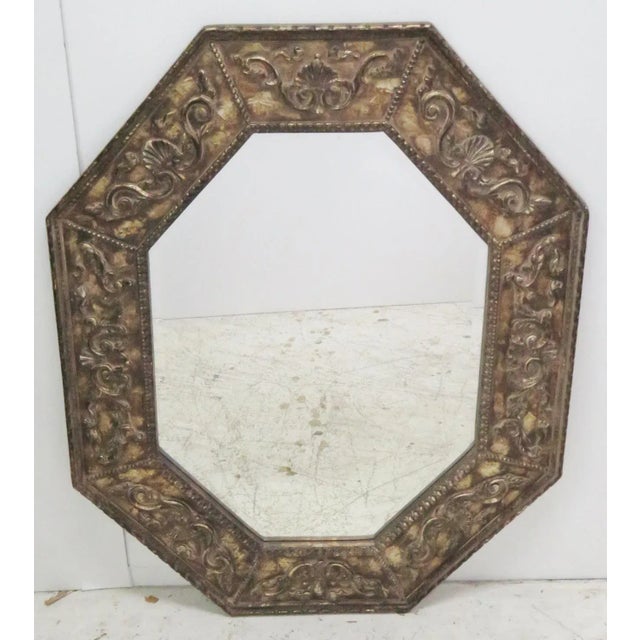 Octaganol Distressed Painted Mirror For Sale - Image 4 of 4