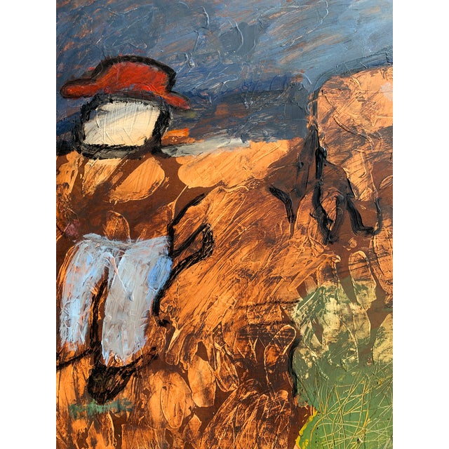 1960s "The Cowboy" Mid Century Abstract Expressionist Female Artist For Sale - Image 5 of 9
