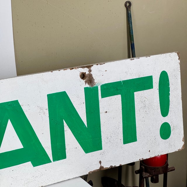 Wood Large Vintage Double Sided "Restaurant" Wooden Sign in Green Font For Sale - Image 7 of 8
