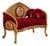 French Rococo Sofa – Burgundy Velvet Upholstery, Gilded Carved Frame & Floral Medallion For Sale