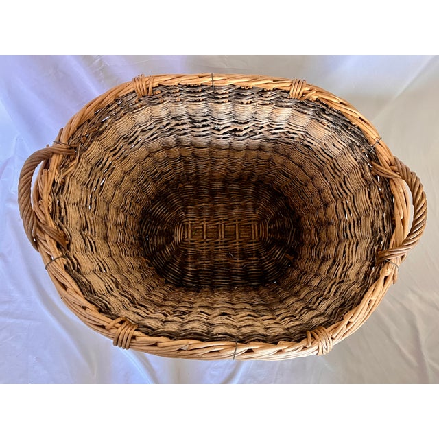 Large Antique French Wicker Champagne Harvest Basket For Sale - Image 14 of 18