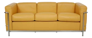LC2 3 Seater Sofa in Curry Yellow Leather from Le Corbusier