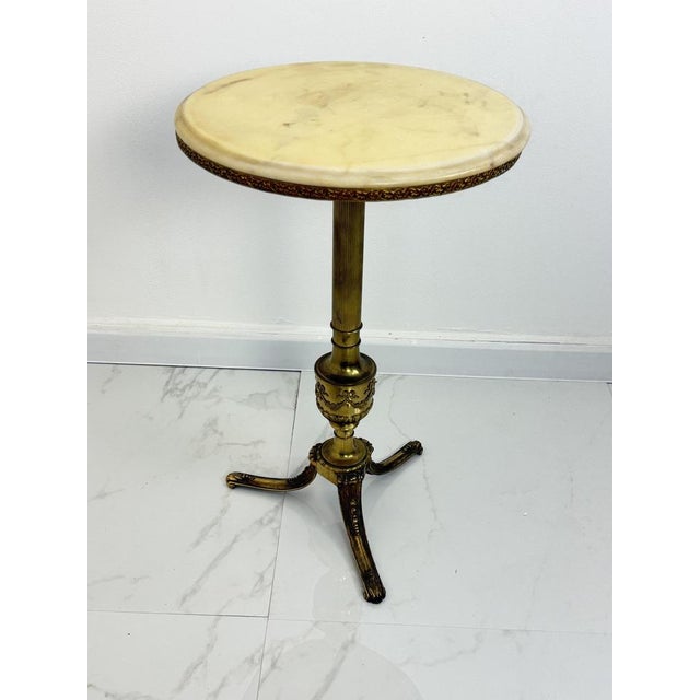 Beige Italian Brass Coffee Table with Marble Top, 1950s For Sale - Image 8 of 10