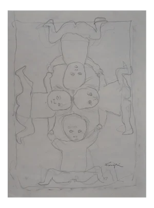 Children Dancing Drawing by Tsuguharu Foujita, 1950