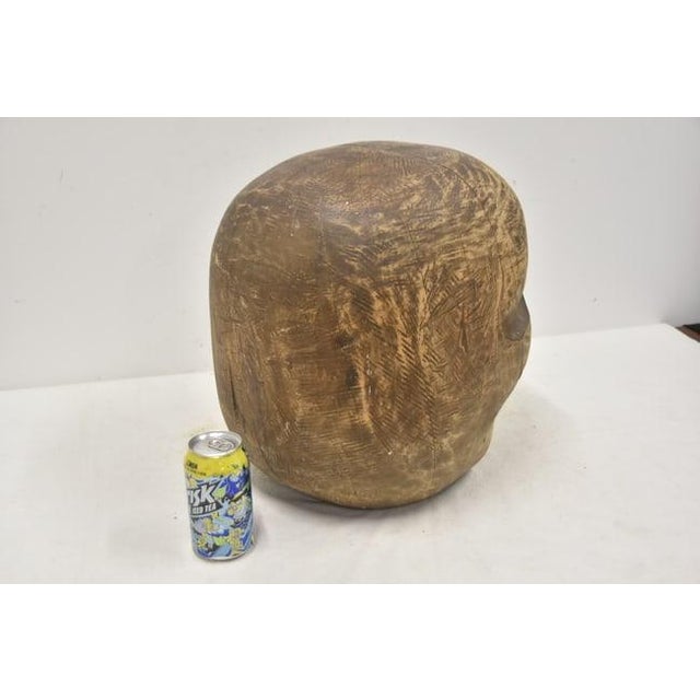 1940s Large Folk Art Skull Wood Carving For Sale - Image 10 of 11