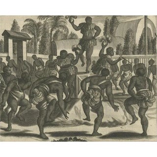 Montanus, Ritual Dance in Brazil, Copper Engraving, 1673 For Sale