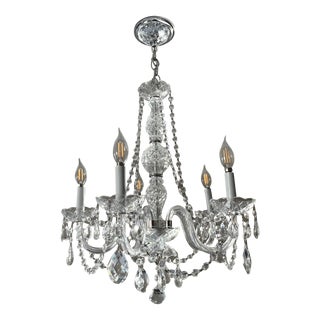 Vintage 5 Light Crystal Chandelier For Sale