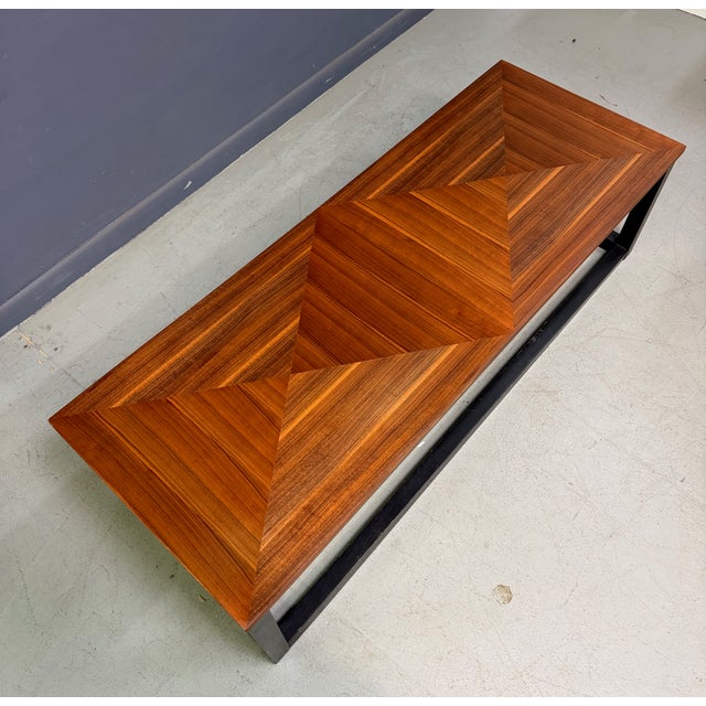 1970s 1970s Founders Mid-Century Modern Walnut Parquetry Coffee Table With Black Wood Base For Sale - Image 5 of 13