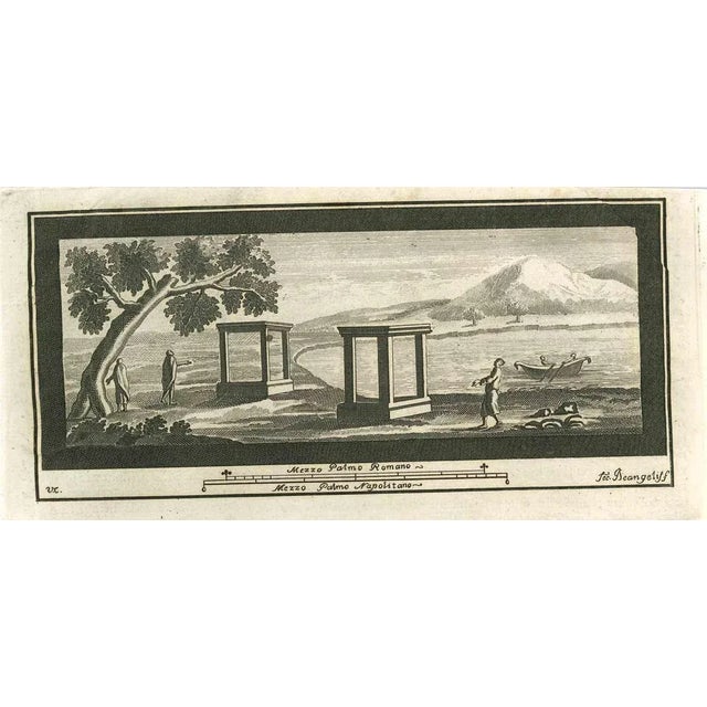Pompeian Fresco Landscape from "Antiquities of Herculaneum" is an etching on paper realized by Secondo De Angelis in the...