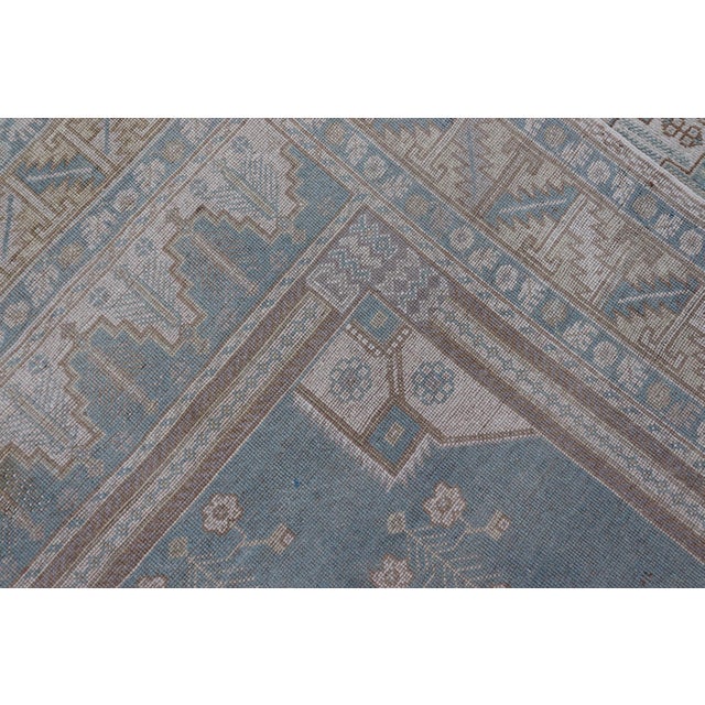 Large Vintage Turkish Oushak Rug With Central Medallion in Blue and Cream** For Sale - Image 14 of 14