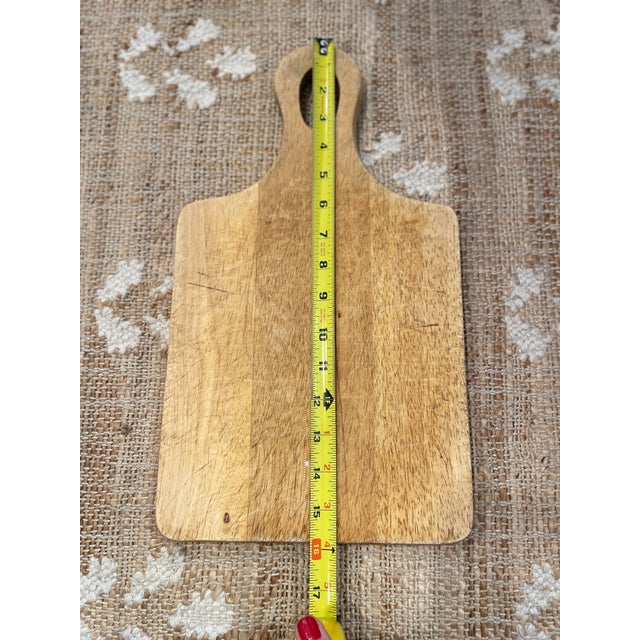 Traditional Vintage Primitive Rectangular Wooden Paddle Cutting Board Bread Board For Sale - Image 3 of 4
