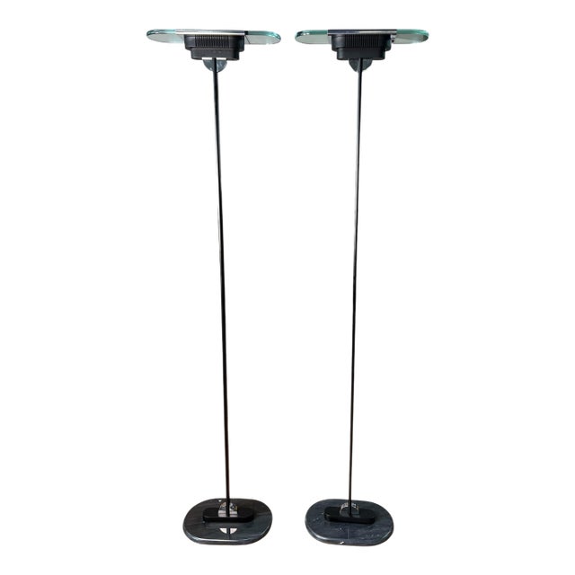 Robert Sonneman for Kovacs Postmodern Torchiere Floor Lamps - A Pair For Sale