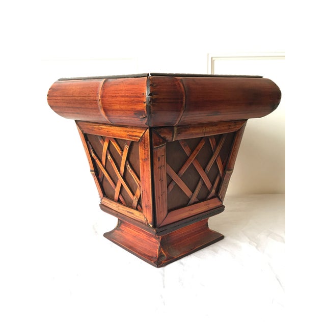 Wood Late 20th Century Small Bamboo Planter For Sale - Image 7 of 7