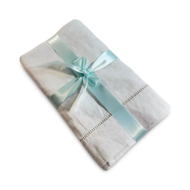 Textile Vintage French Linen Pillowcase: XL Body Pillow Cover with Ladder Hem & Monogram For Sale - Image 7 of 8