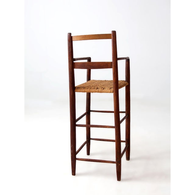 Wood Antique Child's Chair With Woven Seat For Sale - Image 7 of 14