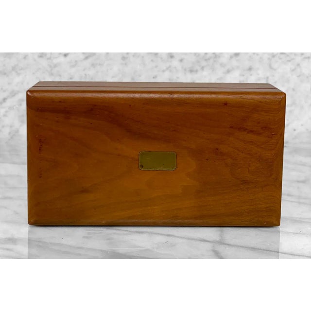 Wood Vintage Traditional Teak Storage Dresser Box W/ Milk Glass Interior For Sale - Image 7 of 7