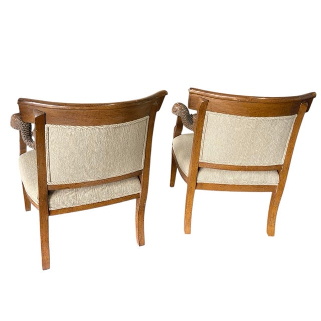 French Empire Style Carved Dolphin Chairs, a Pair, Neoclassical, Regency For Sale - Image 4 of 12