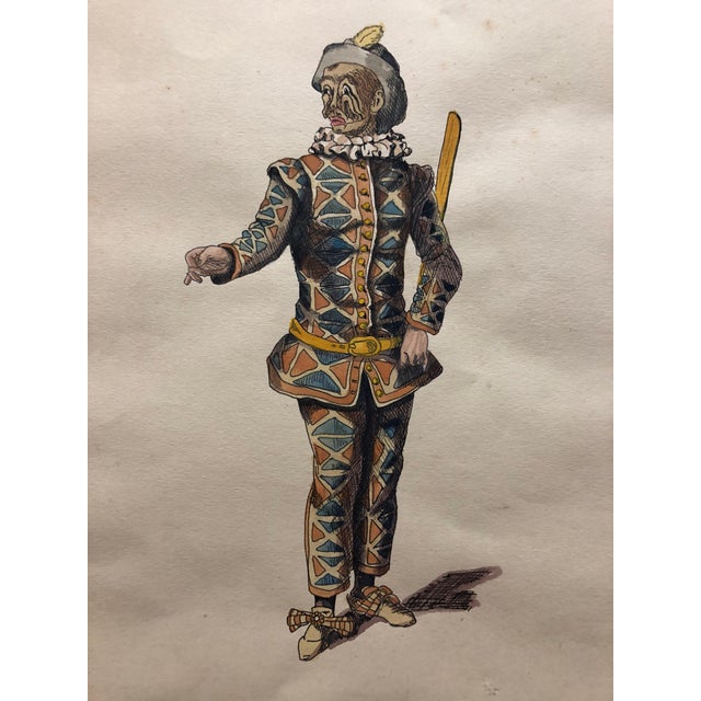 Stage costume drawing in the style of Ballet Russe. unsigned older piece.