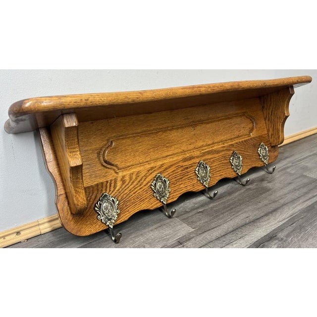 Brown Vintage French Coat Rack in Oak For Sale - Image 8 of 8