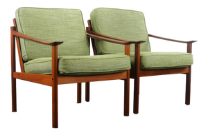 Danish Mid Century Modern Lounge Chairs in Teak by Peter Hvidt for Soborg - a Pair