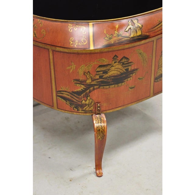 Italian Red Tole Metal Chinoiserie Gilt Decorated Floor Jardiniere Planter Pot For Sale - Image 4 of 11