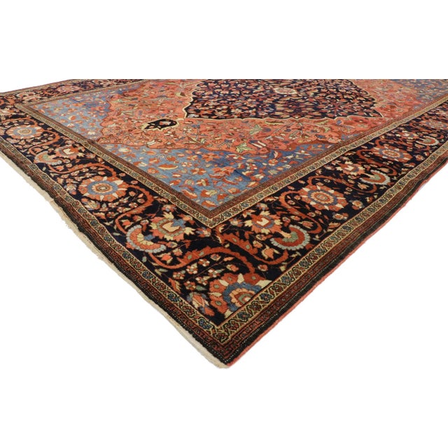 Antique Persian Sarouk Farahan Rug with Arts & Crafts Style 08'04 x 11'09. With a timeless botanical pattern and...