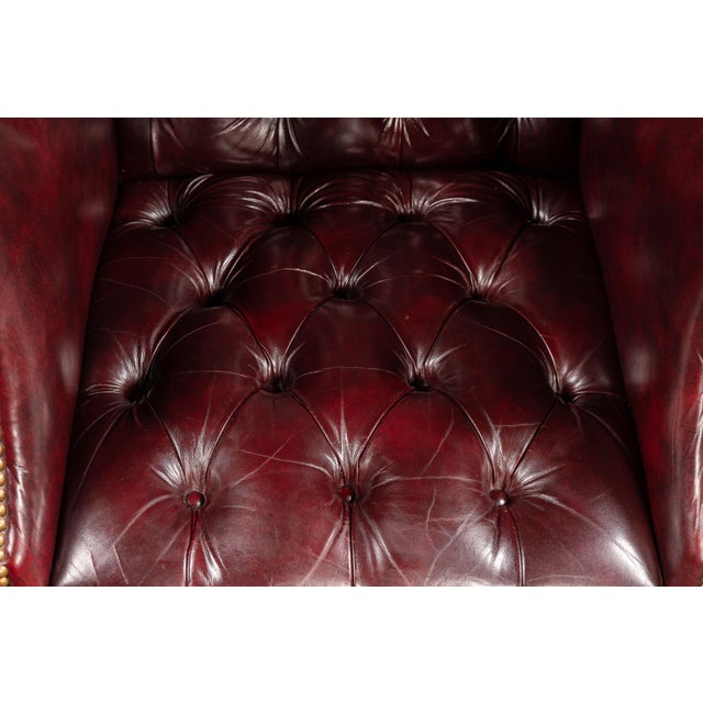 Vintage Burgundy Tufted Leather Chesterfield Club Chair For Sale - Image 10 of 18
