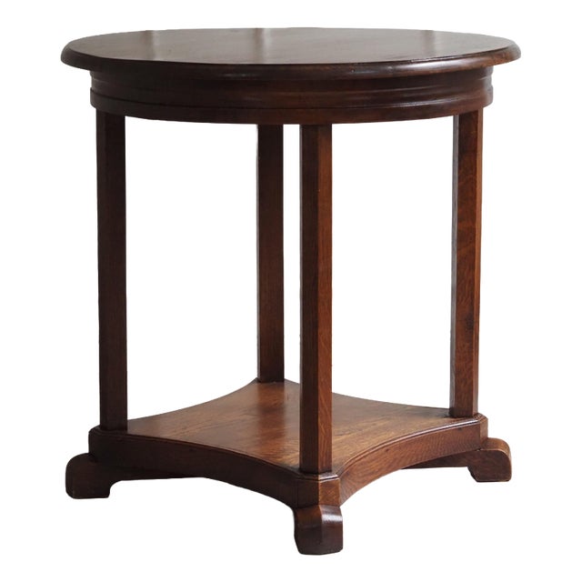 Art Deco Oak Side Table, 1920 For Sale