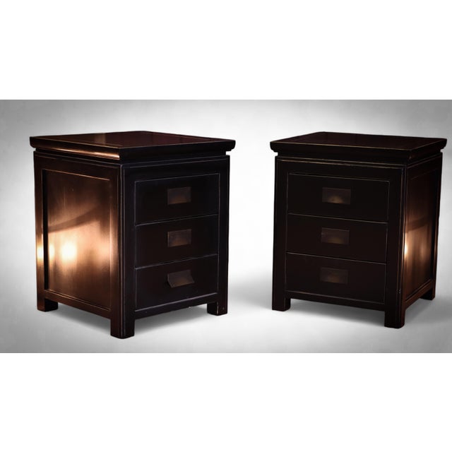 Canton Bedside Tables with 3 Drawers in Black Ash from Lombok, 2010s, Set of 2 For Sale - Image 12 of 13