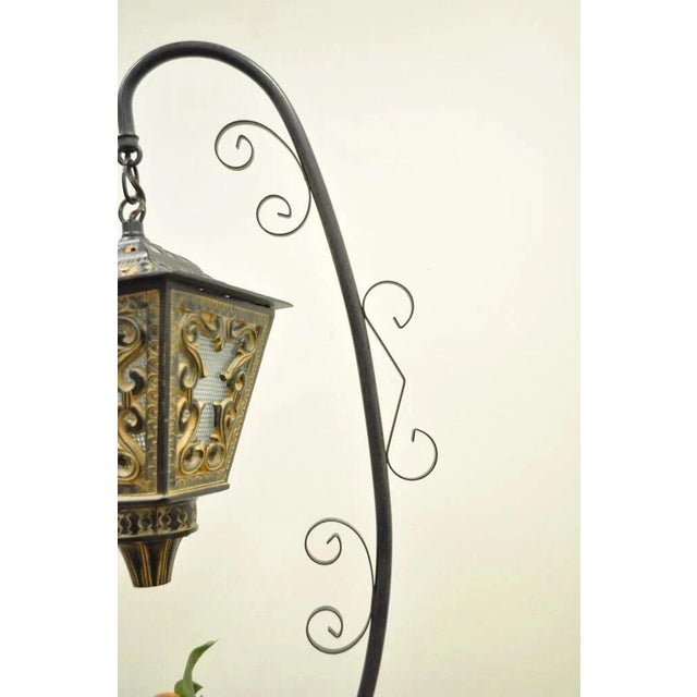 Vintage Italian Style Scrolling Metal Hanging Lantern Fruit Bowl Table Lamp For Sale In Philadelphia - Image 6 of 9
