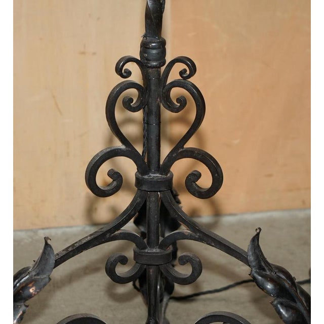 Italian Murano Glass and Iron Caged Pendant Floor Lamp from Seguso, 1930s For Sale - Image 10 of 16