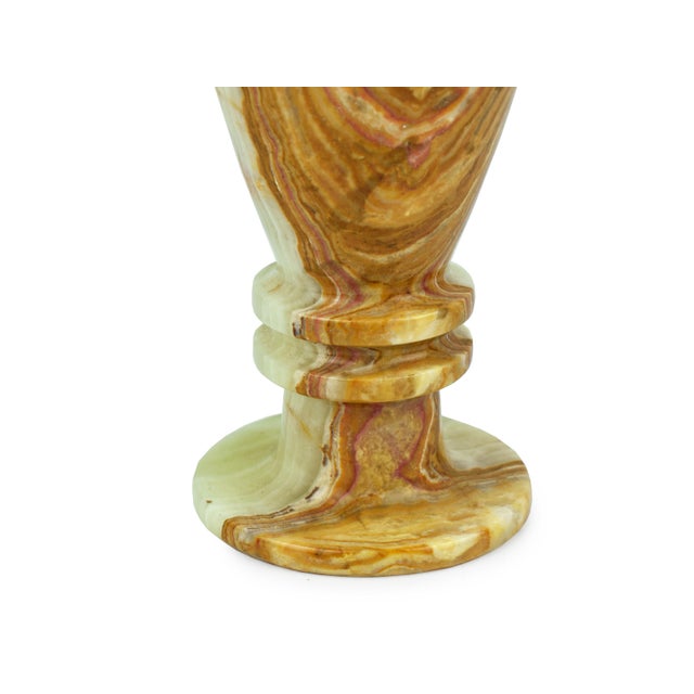 Mid 20th Century Solid Onyx Carved Traditional Urn Design Vase For Sale - Image 9 of 12