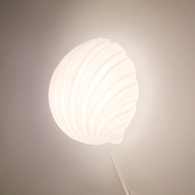 Metal Vintage Shell-Shaped Opaline Glass Wall Lamps from Limburg, Germany, 1970s, Set of 2 For Sale - Image 7 of 12