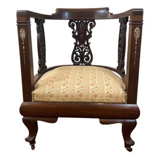 Chinese Mother of Pearl and Brass Inlay 19th Century Chair For Sale