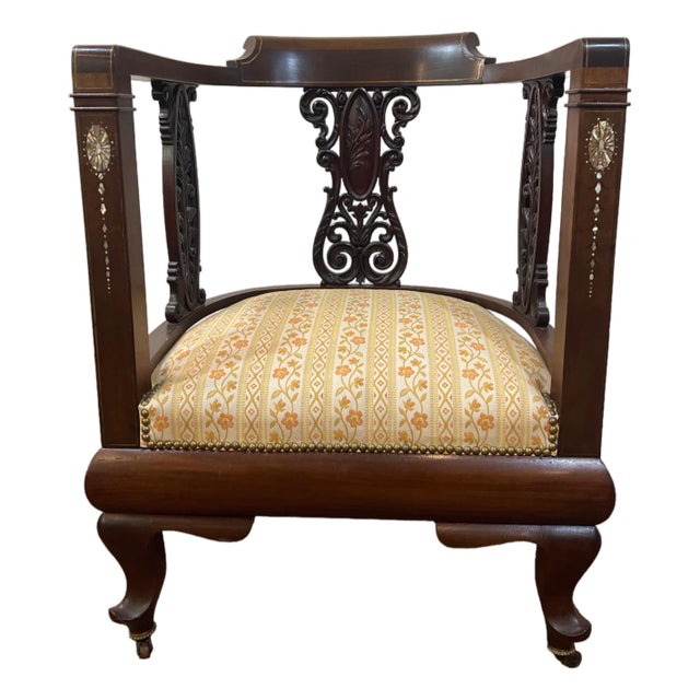 Chinese Mother of Pearl and Brass Inlay 19th Century Chair For Sale