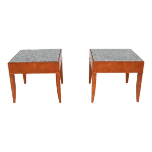 Contemporary George Simons for Brayton Donovan Granite Square Side Tables, a Pair
